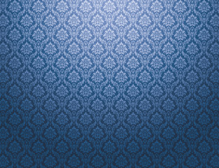 Wall Mural - Blue damask pattern background
