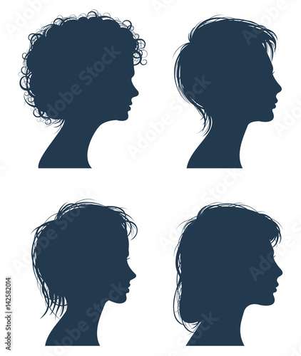Woman Head Vector Silhouettes Female Face Profiles Girl Modern Hairstyle Buy This Stock Vector And Explore Similar Vectors At Adobe Stock Adobe Stock