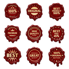 Wall Mural - Old wax stamps with finest quality advertising text vector stock