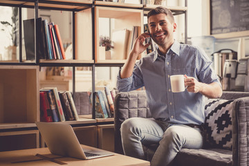 Wall Mural - Handsome businessman working