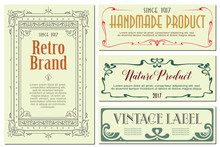 Vector Flowers Vintage Labels On Different Versions.