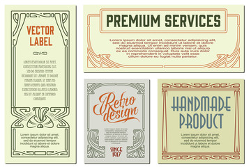 Wall Mural - Vector flowers vintage labels on different versions.