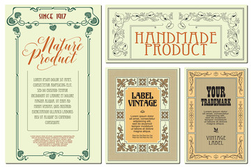 Wall Mural - Vector flowers vintage labels on different versions.