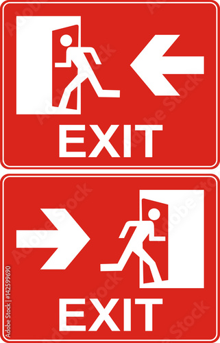 Red Exit Sign Emergency Fire Exit Door And Exit Door Label With Human Figure And Arrow Vector Illustration Buy This Stock Vector And Explore Similar Vectors At Adobe Stock Adobe Stock