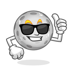 Wall Mural - cool thumb up moon mascot wearing sunglasses, moon character, moon cartoon vector
