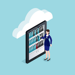 Cloud Documents Storage Isometric Design