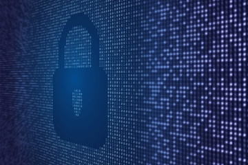 Binary data code background with lock icon