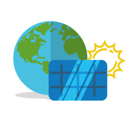 Sticker - solar panel world globe vector illustration eps 10