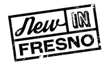 New In Fresno Rubber Stamp. Grunge Design With Dust Scratches. Effects Can Be Easily Removed For A Clean, Crisp Look. Color Is Easily Changed.