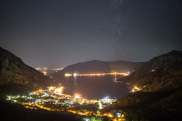 Wall Mural - Night time near Risan in Kotor Bay of Montenegro