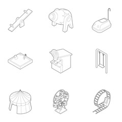 Poster - Children games icons set, outline style