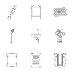 Sticker - Performance icons set, outline style