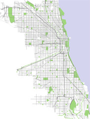 Wall Mural - vector map of the city of Chicago, USA