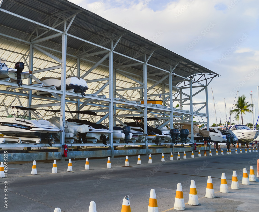 Boat storage facility Stock Photo | Adobe Stock