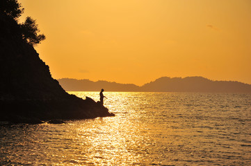 Wall Mural - Beach on Tropical Islands at Sunset