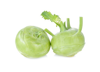 fresh green kohlrabi on white background