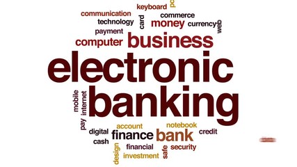 Poster - Electronic banking animated word cloud, text design animation.