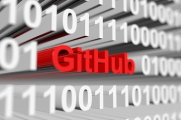 Wall Mural - github as a binary code with blurred background 3d illustration