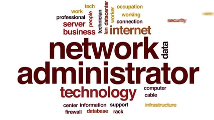 Sticker - Network administrator animated word cloud, text design animation.