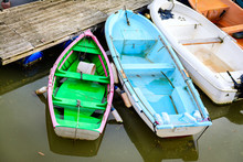 Colorful Fishing Boats Close Up