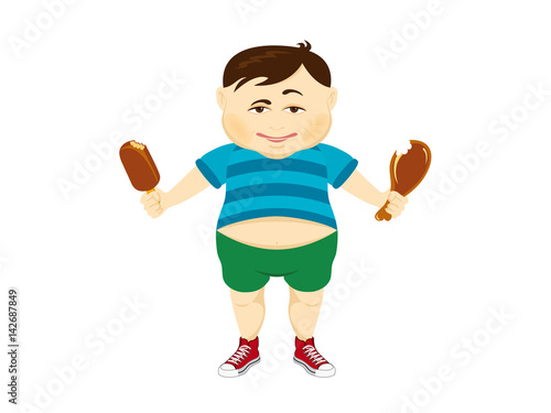 Fat guy vector. Cartoon character fat man. Fat boy on a white