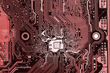 close up of electronics circuit mainboard 
A mainboard ( Main board,cpu motherboard,logic board,system board or mobo board