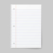 Notebook paper with lines isolated on background. Vector illustration.