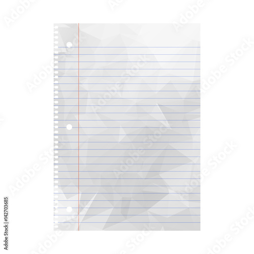 wrinkled note paper notebook paper with lines isolated on paper lines