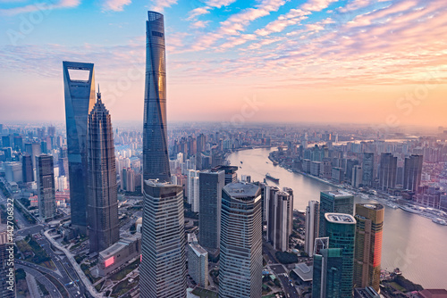 Photo Aerial view of Shanghai city.