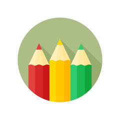 Wall Mural - Colored pencils icon flat design vector