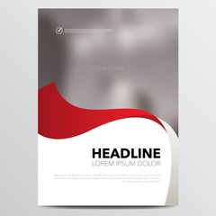 Wall Mural - Brochure, flyer, poster, magazine, annual report cover design template with red wave. Vector illustration.