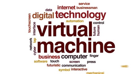 Poster - Virtual machine animated word cloud, text design animation.