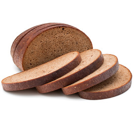 Poster - Fresh sliced rye bread loaf isolated on white background cutout