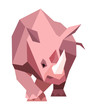 Pink rhinoceros in a geometric style