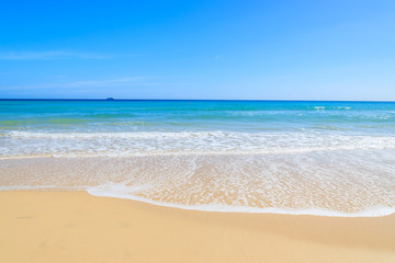 Wall Mural - Crystal clear water of beach in Morro Jable, Fuerteventura, Canary Islands, Spain