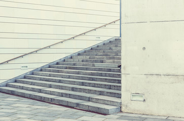 close up of urban city stairs with railing