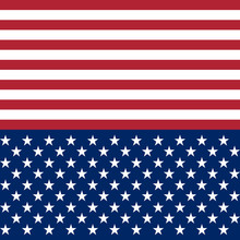 USA Flag Star Vector Seamless Pattern Background. White And Red Stripes And Stars On Dark Blue Background.