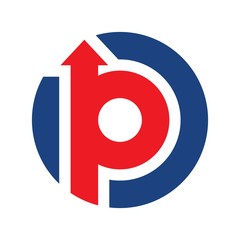 Wall Mural - letter p with arrow logo vector.