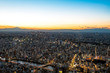 東京都心の夕景・夜景と富士山のシルエット　大パノラマ