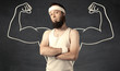© ra2 studio - Young weak man with drawn muscles