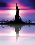 Fototapeta Miasta - New York City skyline with Statue of liberty Vector