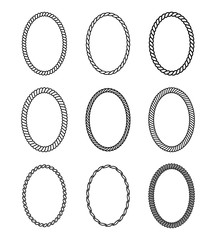 Wall Mural - Vector rope set of oval frames.