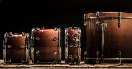 Wall Mural - drums, musical percussion instruments on a black background