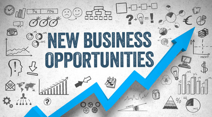 new business opportunities / wall / symbols / arrow