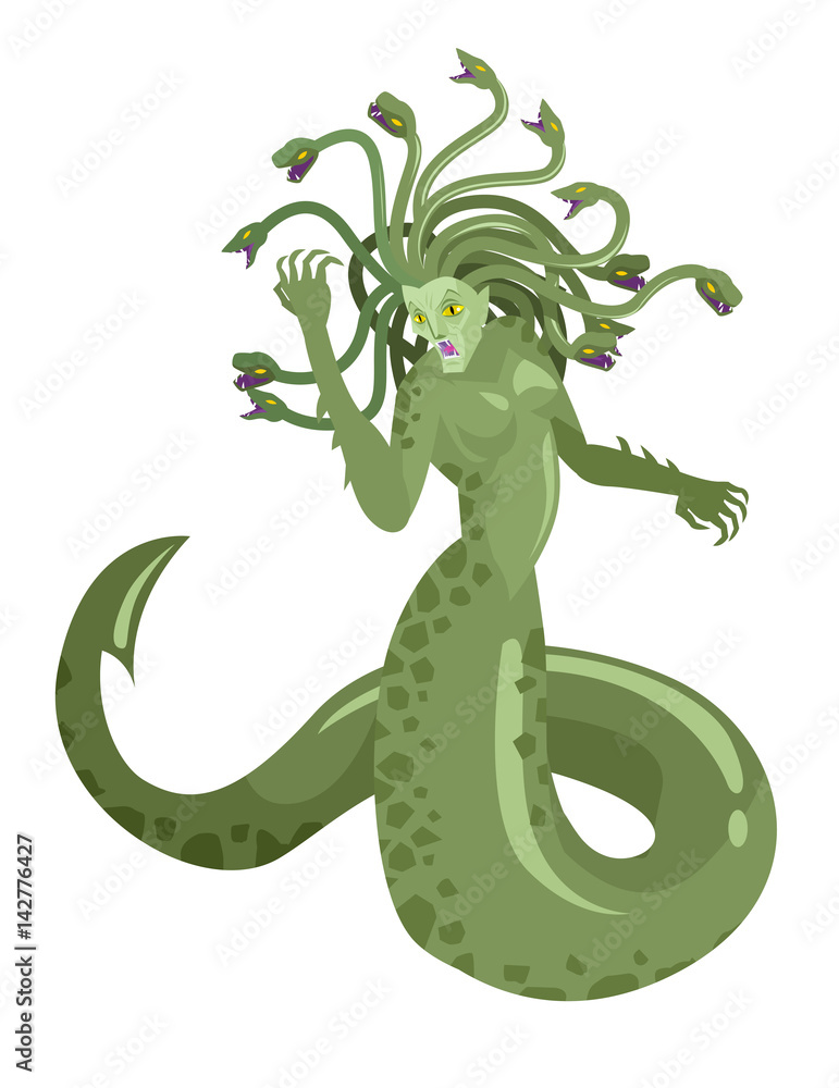 medusa gorgon mythological greek roman snake woman monster Stock Vector |  Adobe Stock