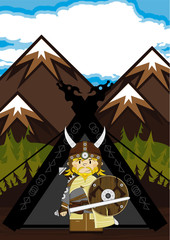 Poster - Cartoon Viking Warrior and Tent