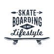 Hand drawn 90s themed badge with skateboard textured vector illustration and 