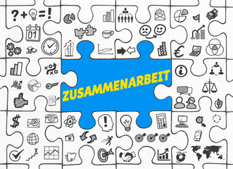 Sticker - Zusammenarbeit / Puzzle mit Symbole