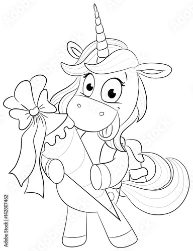 Niedliches Einhorn mit Schultüte Vektor-Illustration Stock ... Niedliches Einhorn mit Schultüte Vektor-Illustration Stock ...