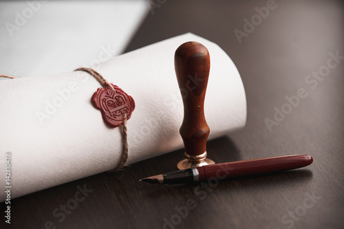 Fotomural Last Will and testament document with pen and notary seal